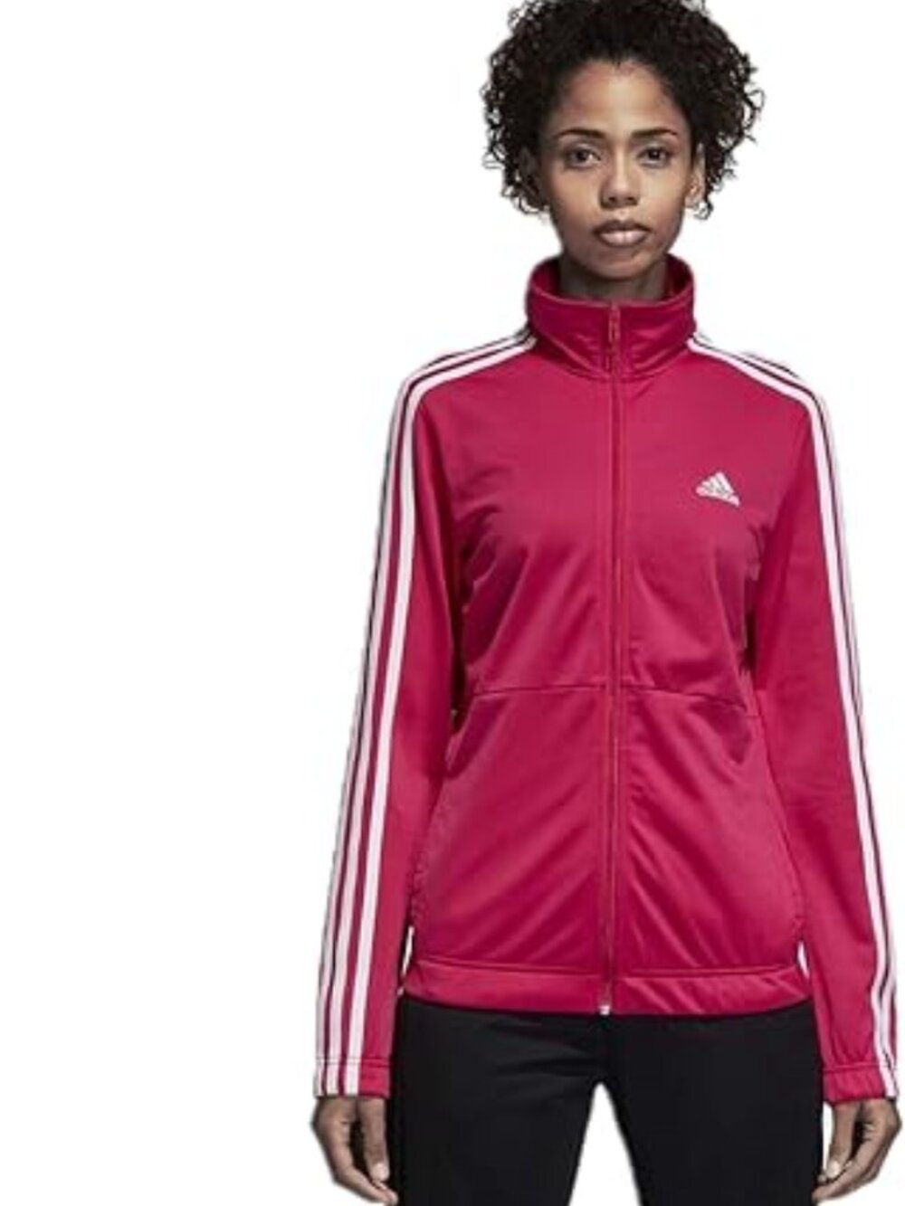 adidas Women Track Suit Back to Basics Training 3-Stripes, Large, Magenta/White